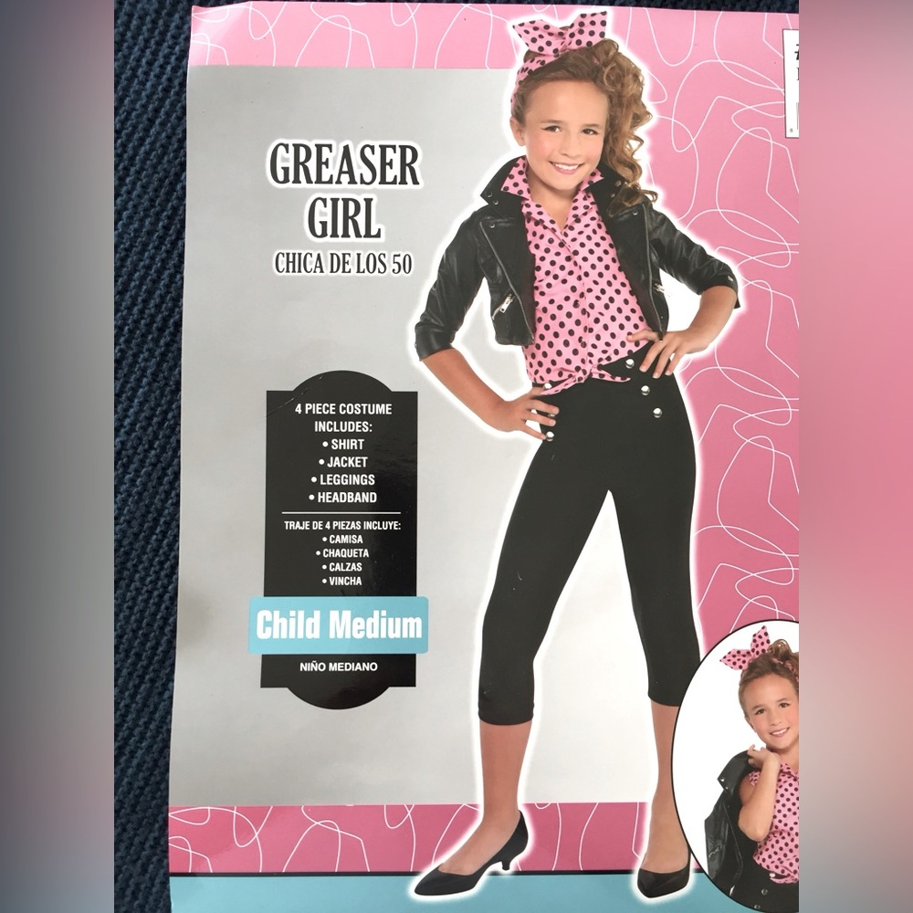 Greaser Girl Costume - Black and Pink